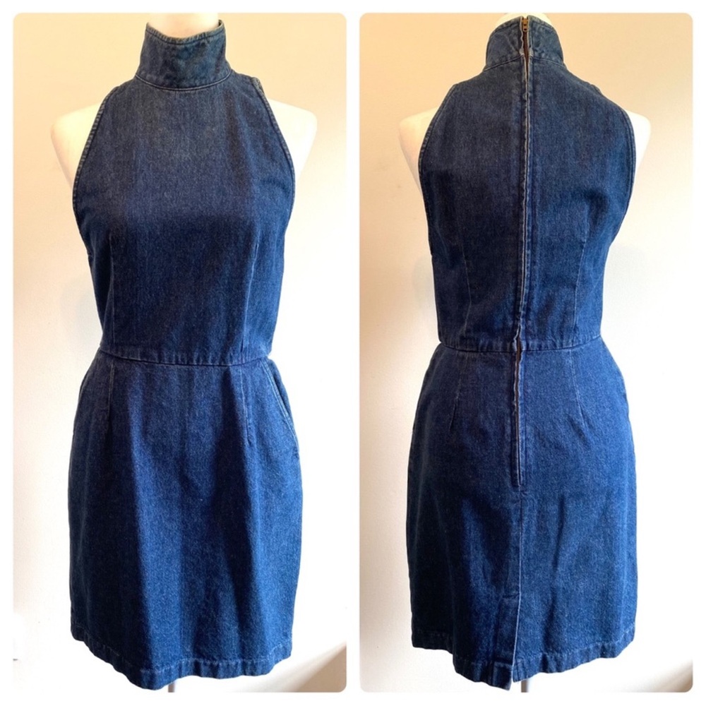 Vintage Ralph Lauren Denim High Neck Jean Dress - Picture 6 of 9